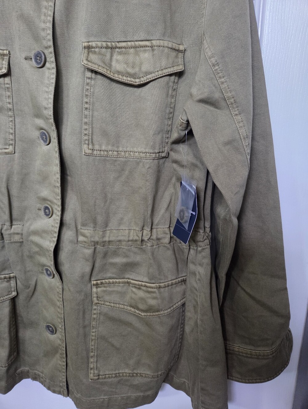 Lucky Brand Olive Green Utility Chore Jacket with Drawstring Waist Size Medium - Picture 3 of 8